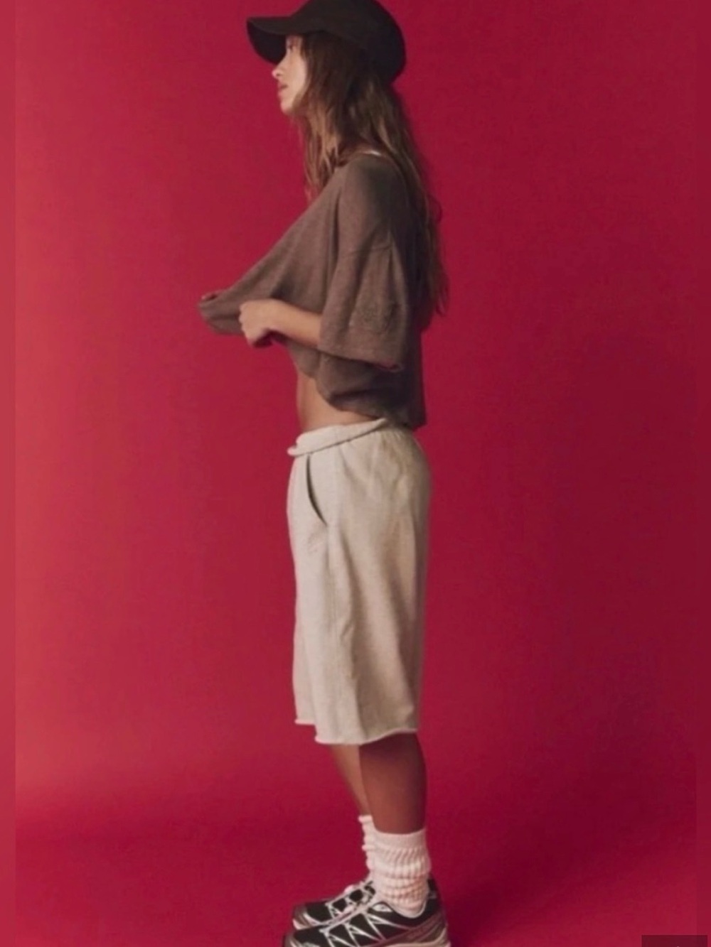 NWOT Free People, For The Win Long Shorts in Heather Pink Grey Size S - Picture 8 of 15